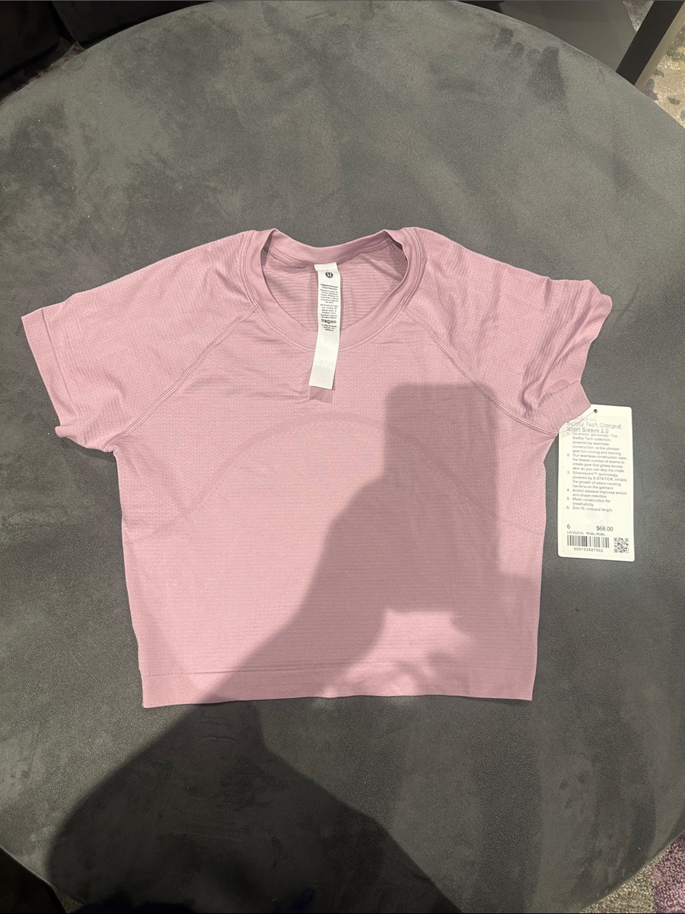 lululemon athletica Light Pink Ribbed Crop Tee